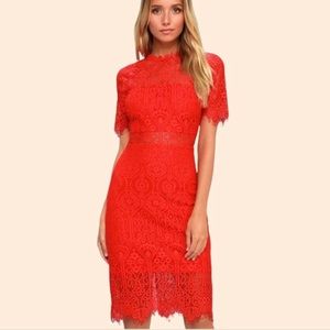 Lulus remarkable red lace dress